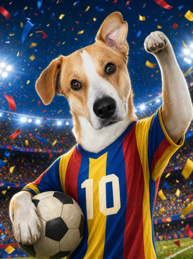 Dog as a soccer star